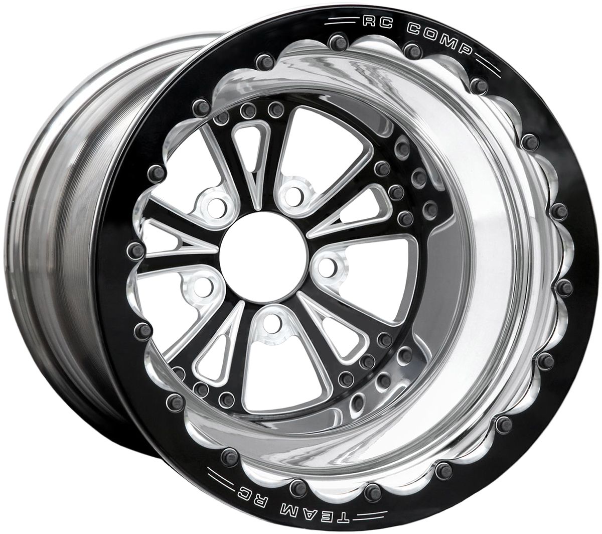 RC Comp Torx 15" x 12" Wheel, Polished with Eclipse Finish Centre, Single Beadlock (RCCSF40X21P1E01E) RCCSF40X21P1E01E