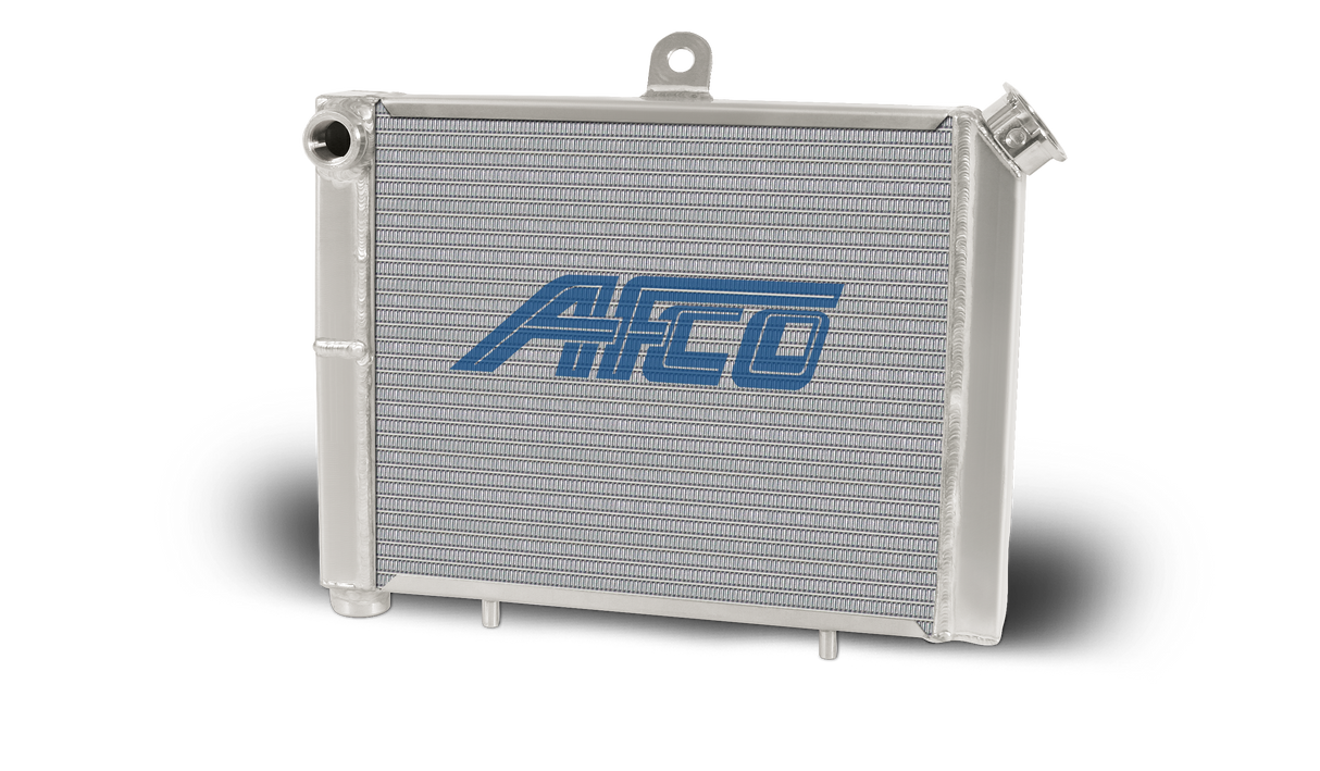 AFCO Aluminum Satin Radiator Cage Mount Double Pass 3/4 NPT Female Inlet/Outlet for Mini/Micro Sprint - 17" W x 12 1/8" T - 80205 80205