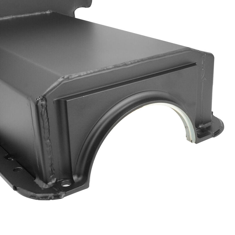 RTS Oil Pan Steel Fabricated, Stroker, SB Ford 351W, Early Falcon, Dart & World 4 bolt, Billet End Seals, Matte Black, 6.6L Capacity - RTS-2003-BIL
