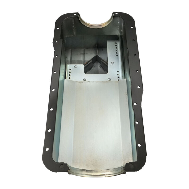 RTS Oil Pan Steel Fabricated, Stroker, SB Ford 351W, Early Falcon, Dart & World 4 bolt, Billet End Seals, Matte Black, 6.6L Capacity - RTS-2003-BIL