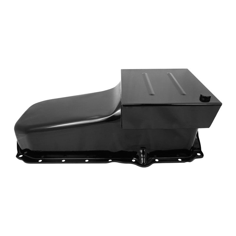 RTS Oil Pan, SB Chev, 1 Piece Rear Main Seal, 427 Stroker, Steel Black, Windage Tray, Crank Scraper, Right Side Dip Stick, HQ-WB Holden, each - RTS-2201-1PC