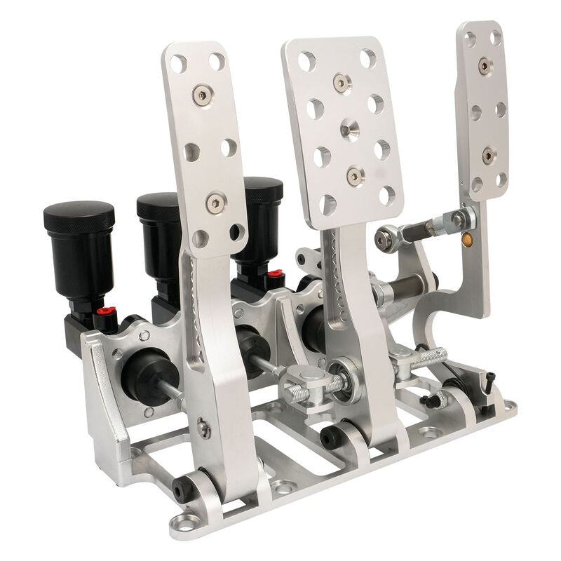 RTS Racing Hydraulic Pedals Box, Lightweight Aluminium, Floor Mount, Brake, Clutch, Accelerator Pedal with .750" Bore Master Cylinders, Raw, Kit - RTS-340-1000 RTS-340-1000
