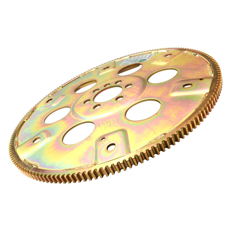 RTS Transmission Flexplate, SFI, Gold Zinc Late SB Chevrolet, 168 Tooth - External - 1-piece rear Main Seal Block, Each - RTS-FP350L-SFI RTS-FP350L-SFI