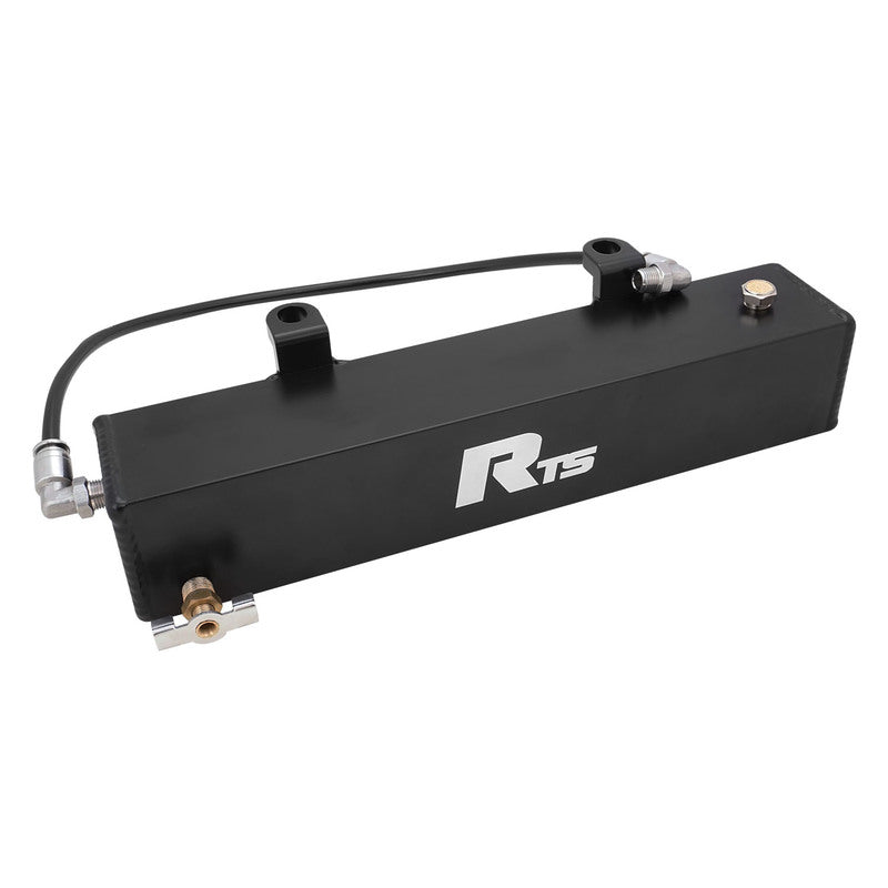 RTS Transmission Overflow Catch Can, TH400, Rectangular, 600ml Capacity, Aluminium, Black Powdercoated - RTS-TCC-TH400-BK