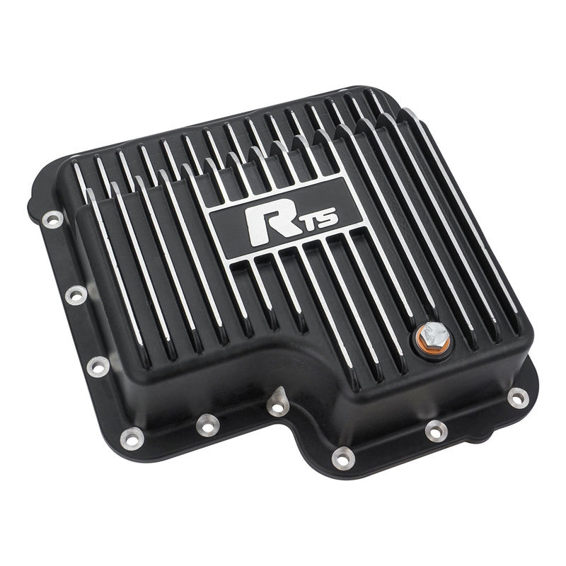 RTS Transmission Pan, Deep, Aluminum, For Ford C6, Finned, Black Powdercoat - RTS20500