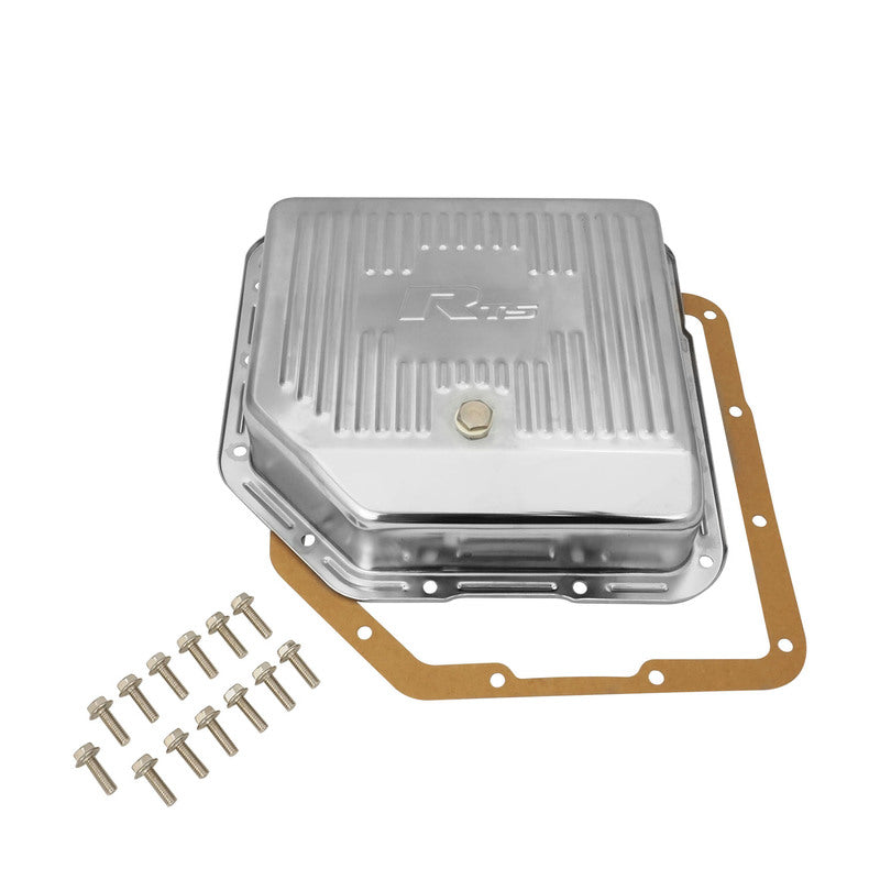 RTS Transmission Pan, Extra Capacity, Steel Ribbed, Chrome, GM Chev Holden TH350, Each - RTS70100CH
