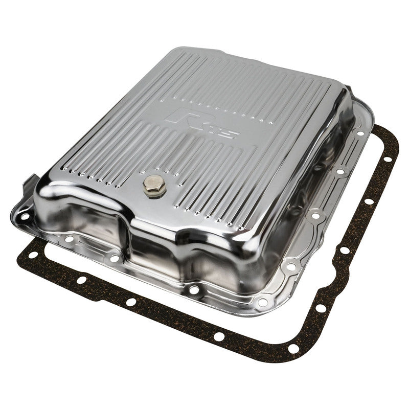 RTS Transmission Pan, Stock Depth, Steel, Ribbed Chrome, GM Chev Holden, Commodore, 700R4, 4L60, 4L60E, Each - RTS70820CH RTS70820CH