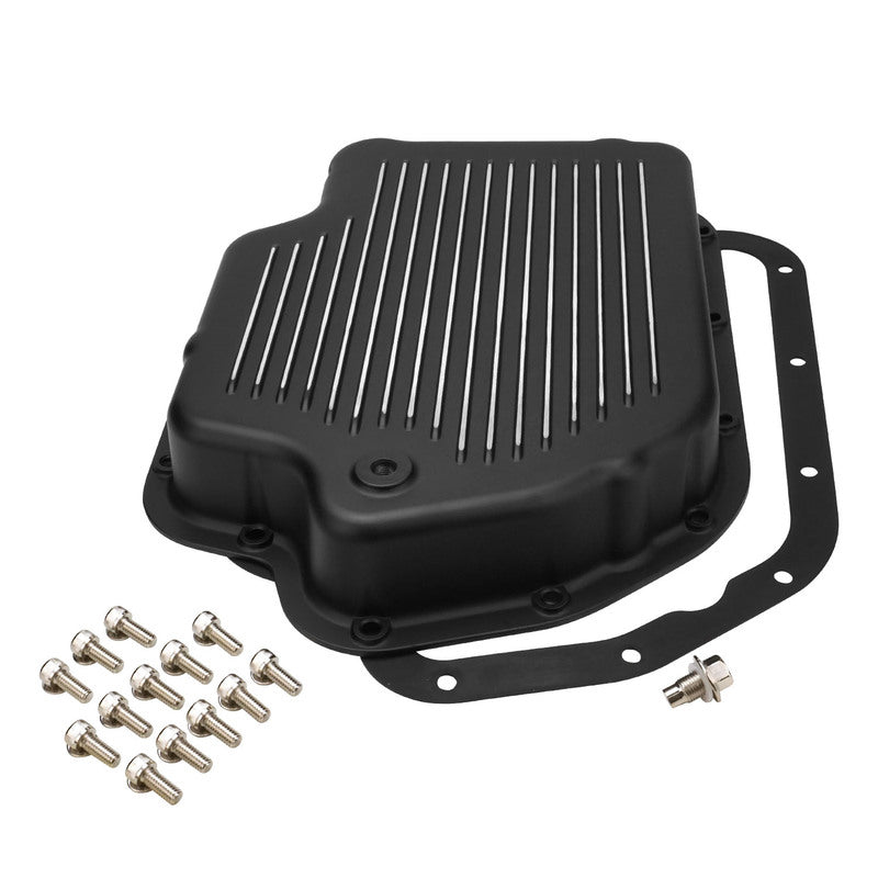 RTS Transmission Pan, Extra Capacity, Cast Aluminium, Black, Machined Finned, Chev Holden TH400, Each - RTS80220BK
