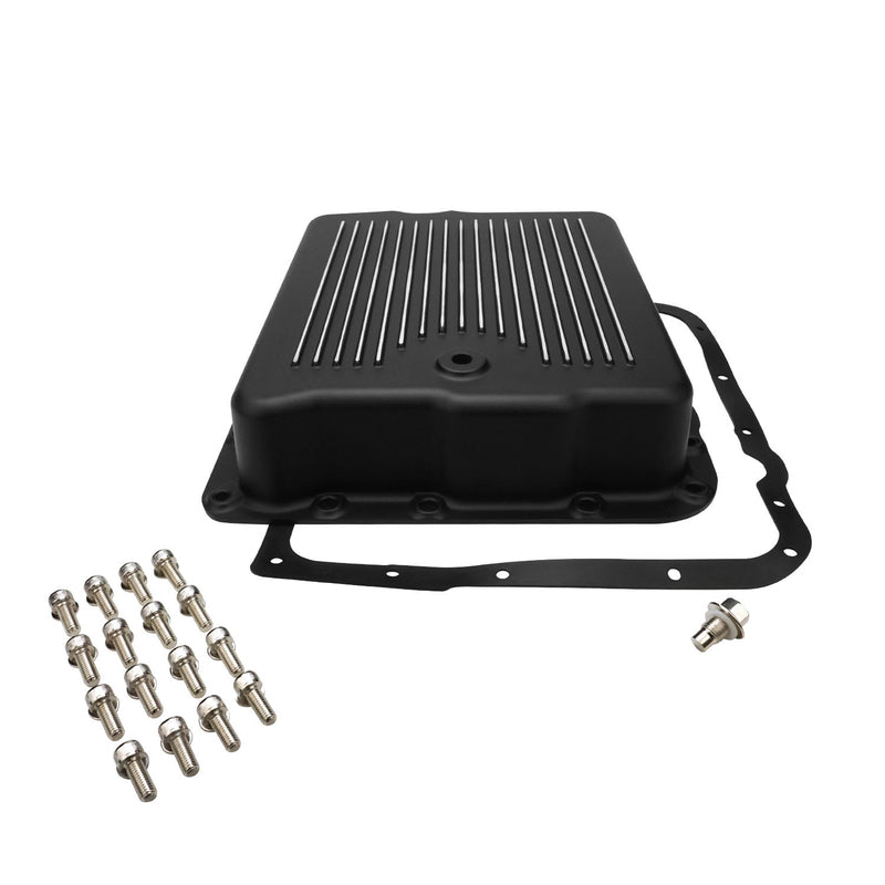RTS Transmission Pan, Extra Capacity, Cast Aluminium, Black/Machined Finned, Chev, Holden Commodore, 700R4, 4L60 , Each - RTS80820BK