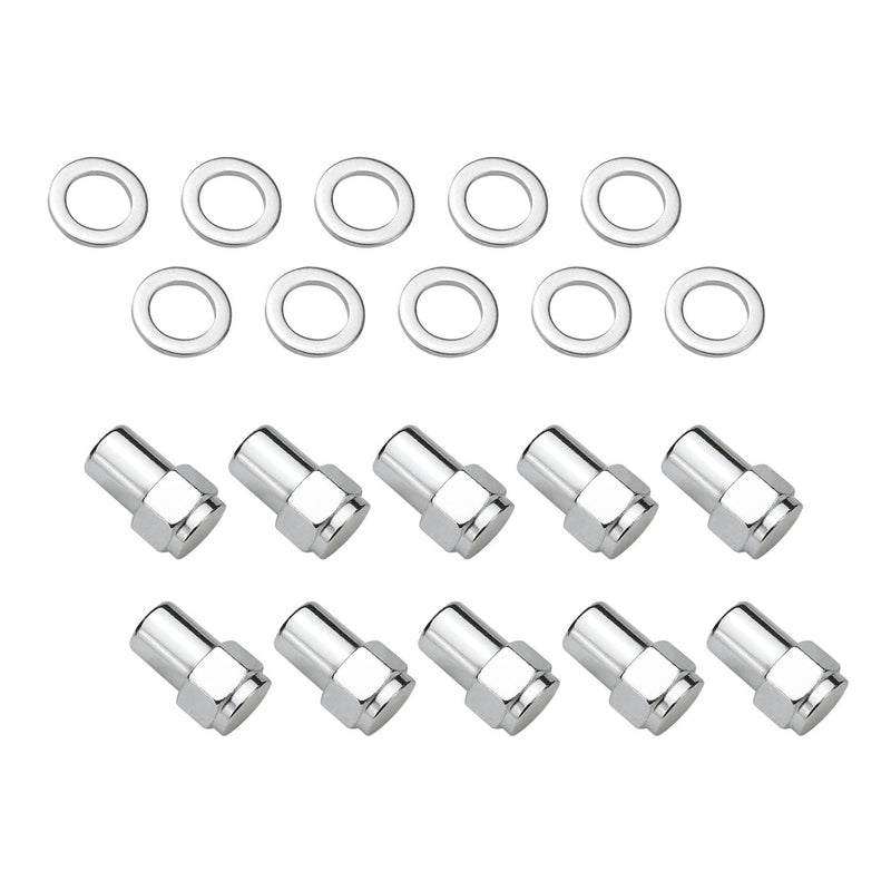 Street Pro Wheel Lug Nut Kit, Chrome, Suits 002 / 005 Street Pro Mag Wheel, Length 1.527 Total Length, 1/2, .775 shank, With .119 Washers, Set of 10 - STP-WN5200K10-CHM STP-WN5200K10-CHM