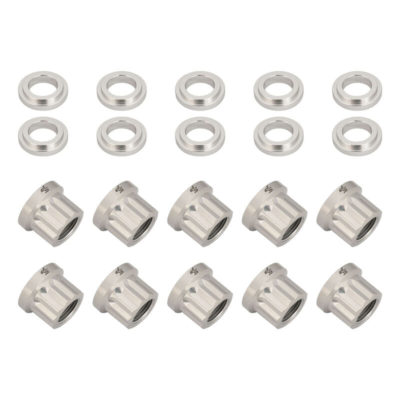 Street Pro Wheel Nut & Washer Kit, 5/8''-18, Cold Forged Billet Aluminium, Silver, 12-Point, Set of 10 - STP-WN6500K10-SIL STP-WN6500K10-SIL