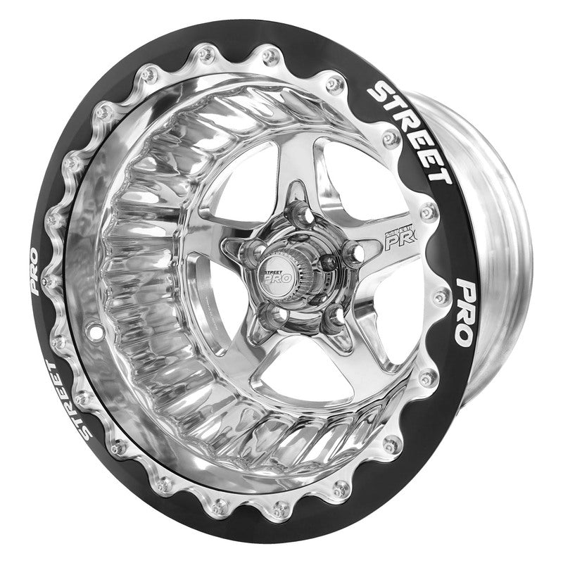 Street Pro ll Convo Pro Wheel Polished, Black Machined Bead Lock Style 15x10' For Ford Bolt Circle 5x 4.50', (-51) 3.50' Back Space - STP002-BL151005F-POL STP002-BL151005F-POL
