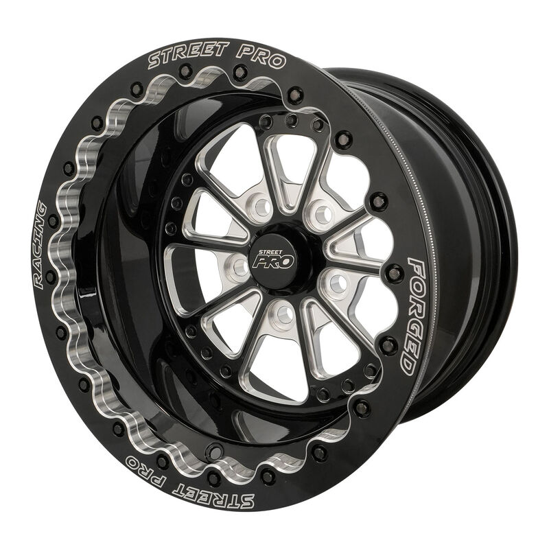 Street Pro 009 Series Forged Wheel, Rear Beadlock 15x10'' / 3.50'' Backspace (-51) / 5x4.75" Bolt Circle Chevrolet, Gloss Black Milled - STP009-BL151005-BK STP009-BL151005-BK