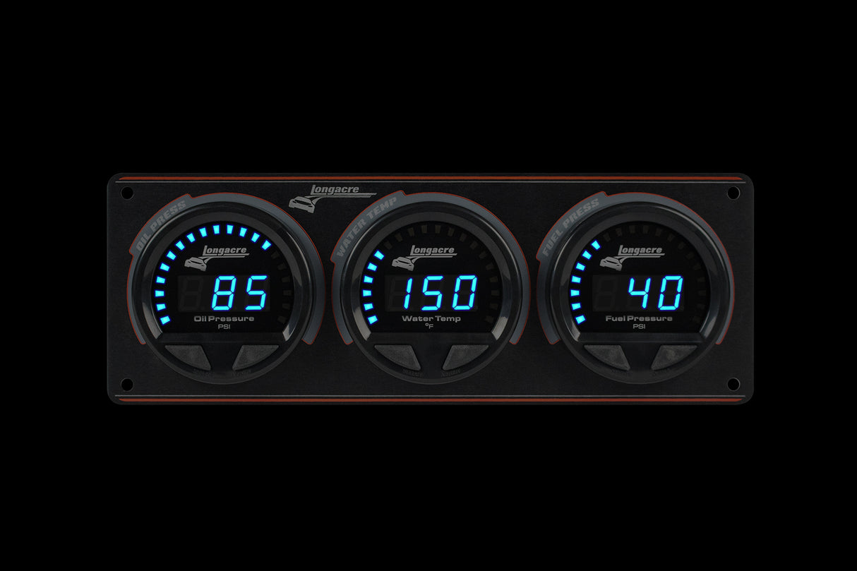 Digital Elite Waterproof Gauge Panel, 3 Gauge Oil Pressure/Water Temperature/Fuel Pressure 120psi