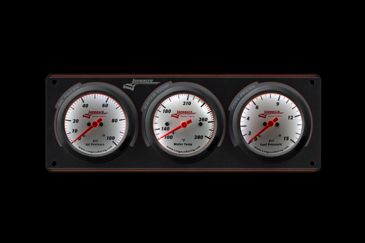 Longacre Sportsman™ Elite 3 Gauge Panel Oil Pressure, Water Temperature, Fuel Pressure