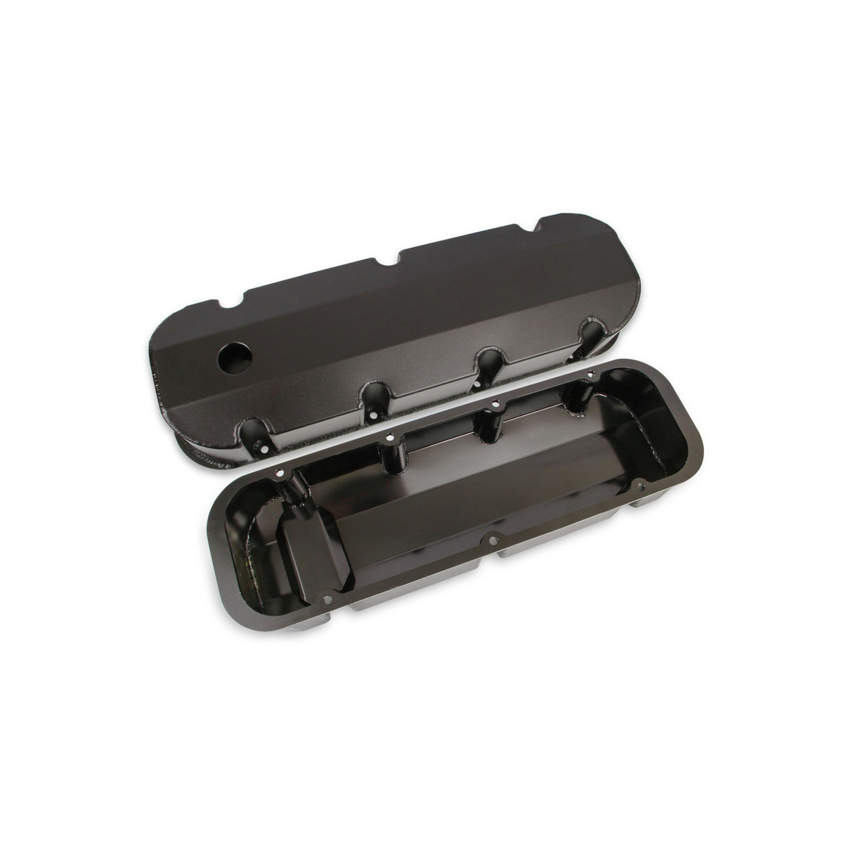 Mr Gasket Fabricated Aluminum Valve Covers - Black Finish - 6832BG