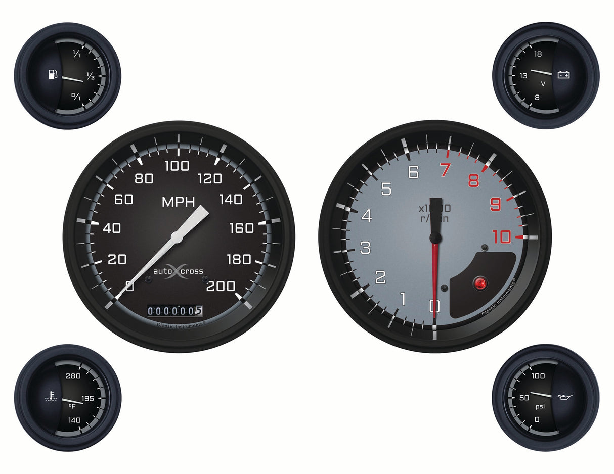 Classic Instruments Auto Cross Gray 6 Gauge Set - AX51GBLF