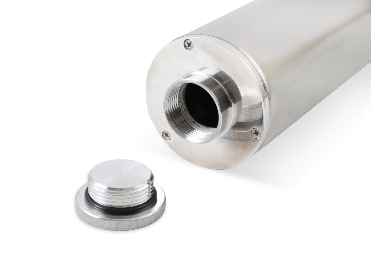 Mr Gasket Overflow Tank - 3 Inch Diameter 10" Height Polished Stainless Steel - 9133