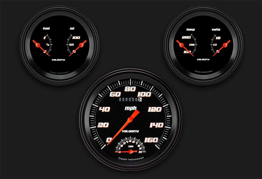 Classic Instruments Velocity Black Series Three Gauge Set - VS61BBLF