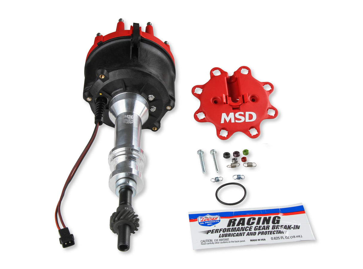 MSD Distributor, Billet Ford 351W, for Edelbrock Victor Jr, w/Steel Gear - 858051