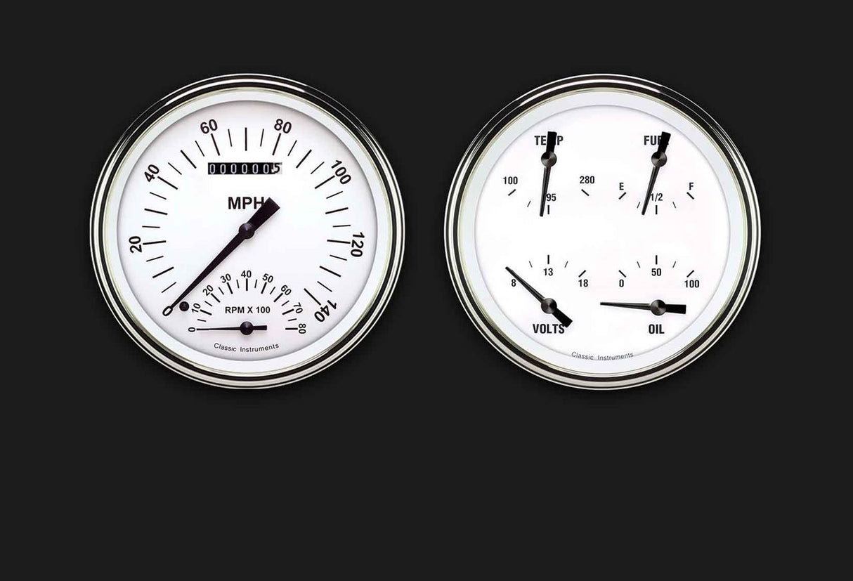 Classic Instruments White Hot Two Gauge Set 62 - WH62SLF