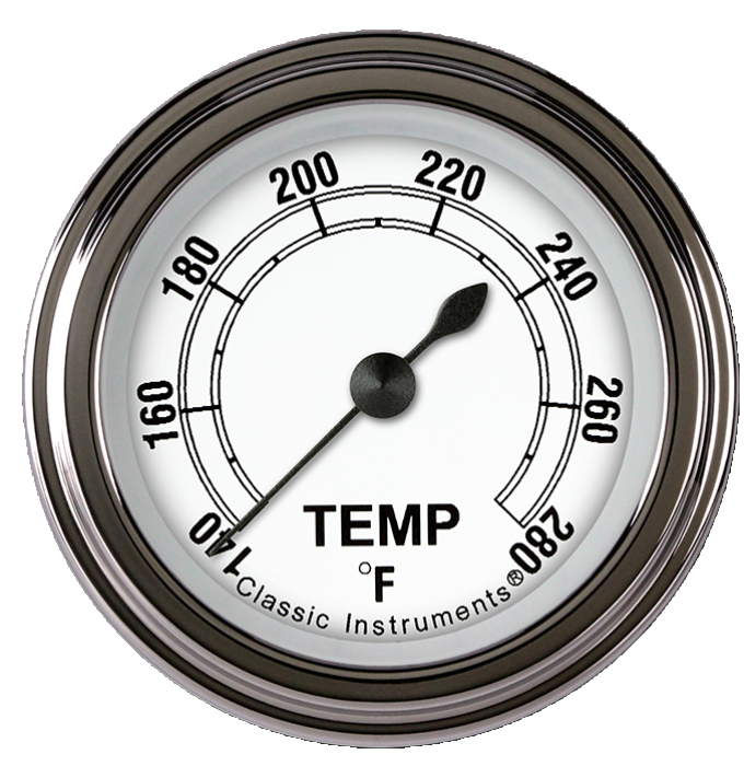 Classic Instruments Classic White 2 1/8" Full Sweep Water Temperature Gauge - CW126SLF-08