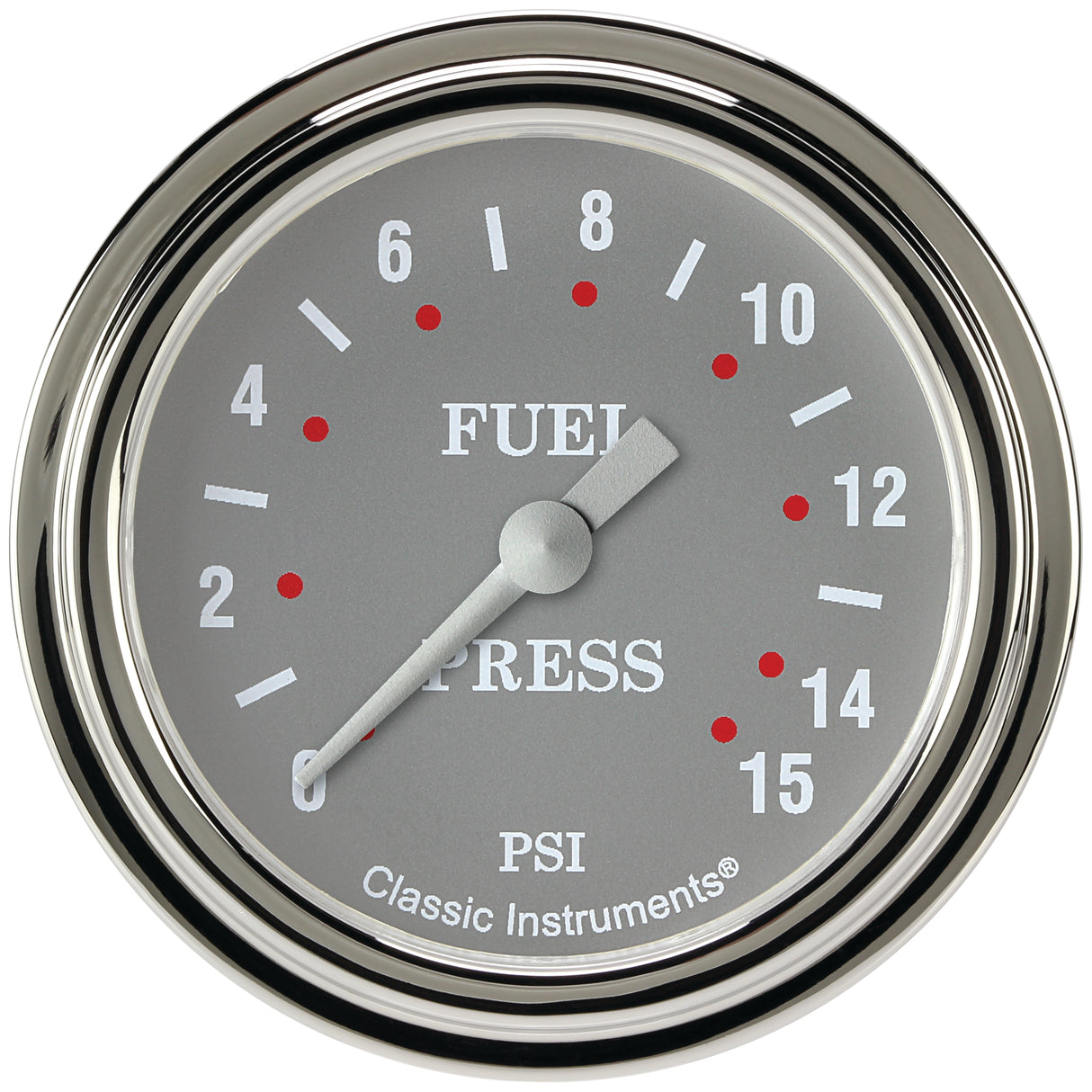Classic Instruments Silver Gray 2-5/8" Fuel Pressure Gauge (15 PSI) - SG345SLF