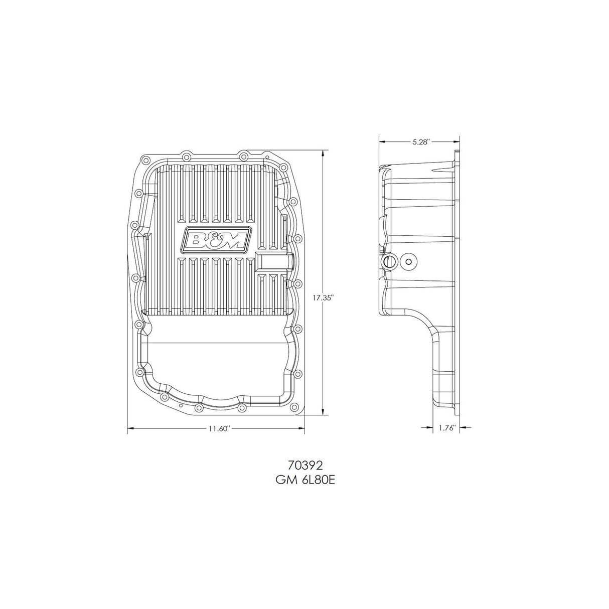 B&M Hi-Tek Deep Transmission Pan - Aluminum - 6L80E - 70392