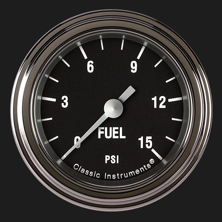 Classic Instruments Hot Rod 2 1/8" Fuel Pressure Gauge, 15 psi - HR145SLF