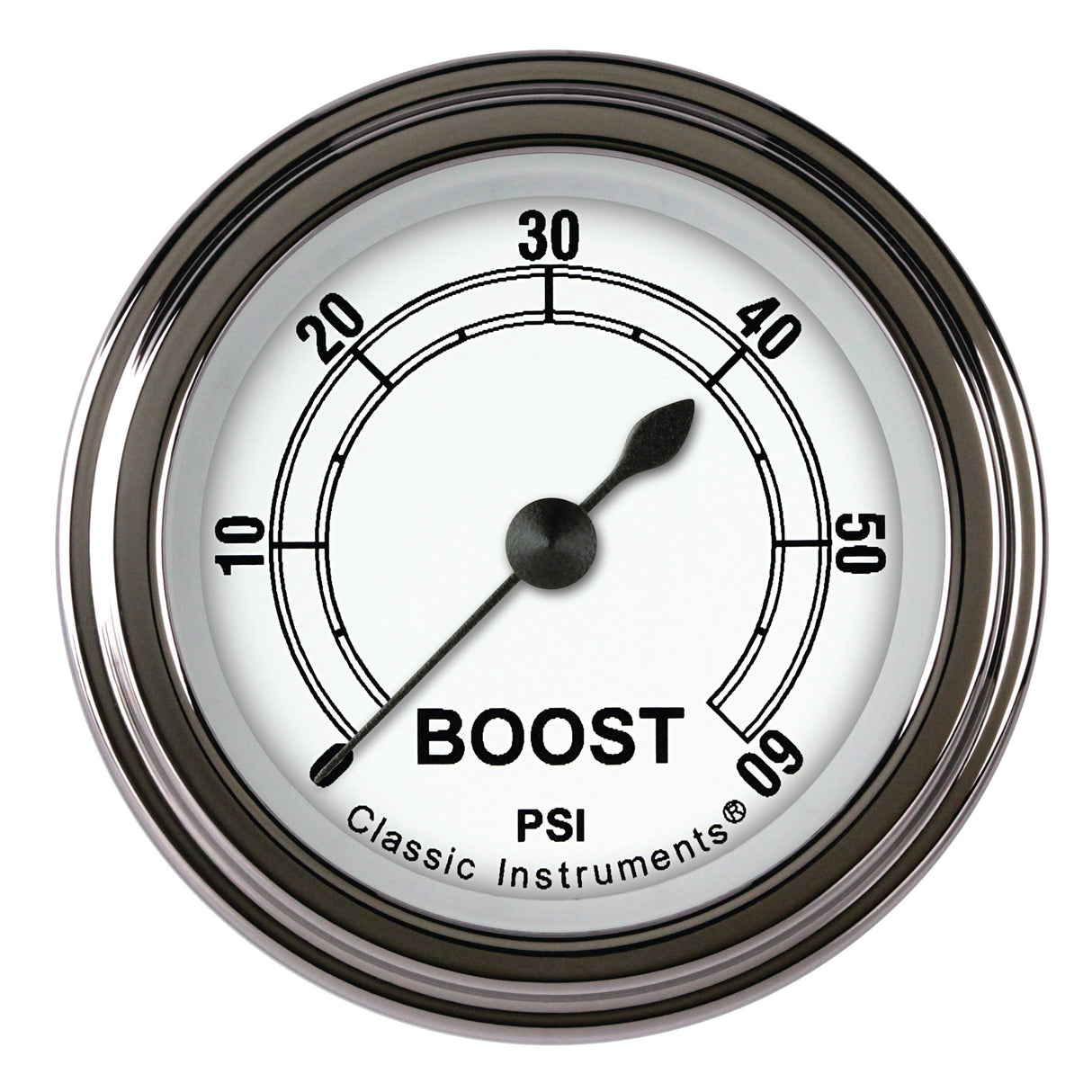 Classic Instruments Classic White 2-1/8" Boost Gauge (60 PSI) - CW143SLF