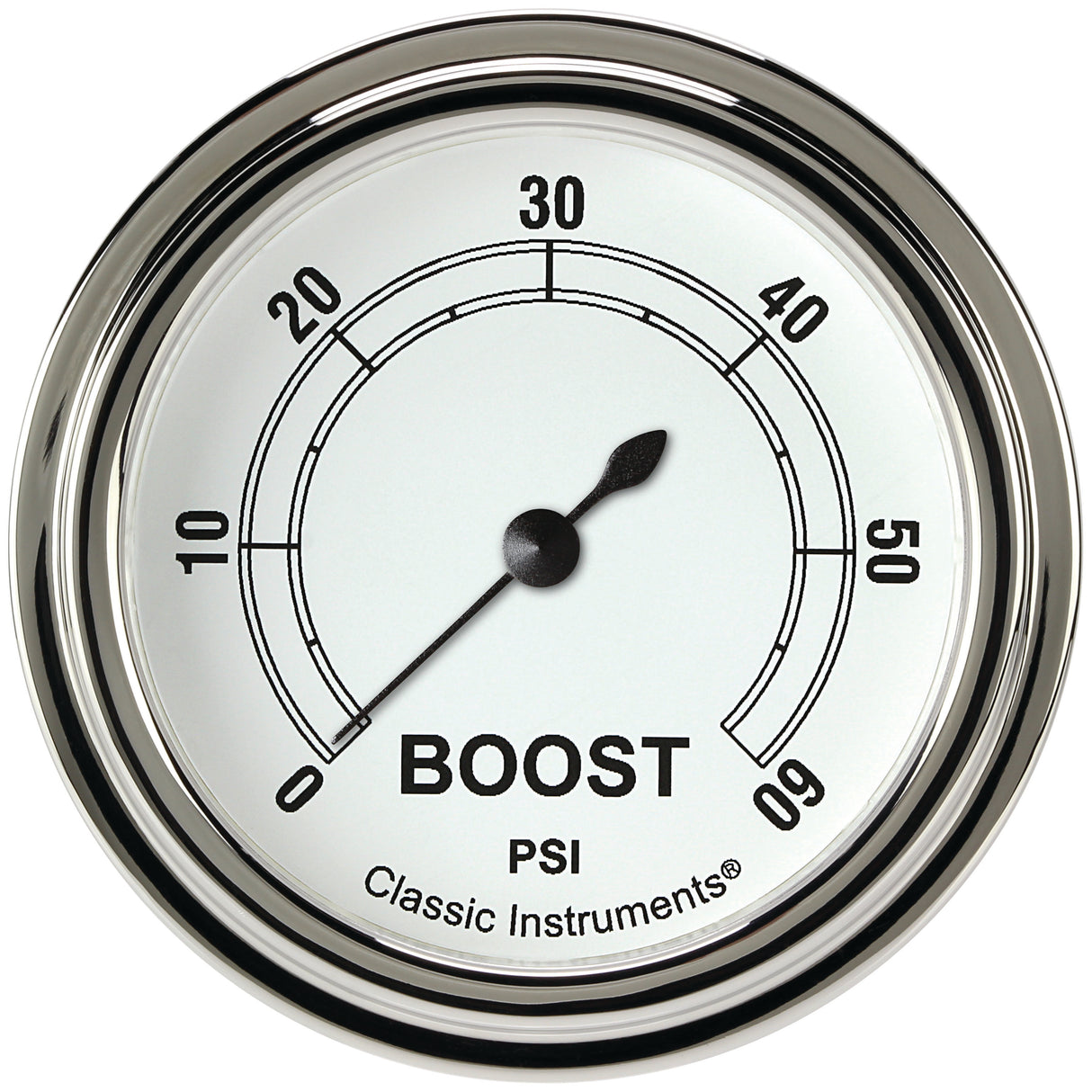 Classic Instruments Classic White 2-5/8" Boost Gauge (60 PSI) - CW343SLF