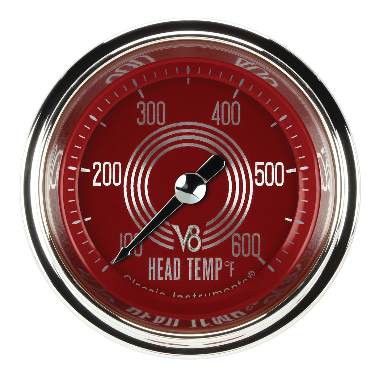 Classic Instruments V8 Red Steelie 2-1/8" Cylinder Head Temperature Gauge - V8RS197SLC