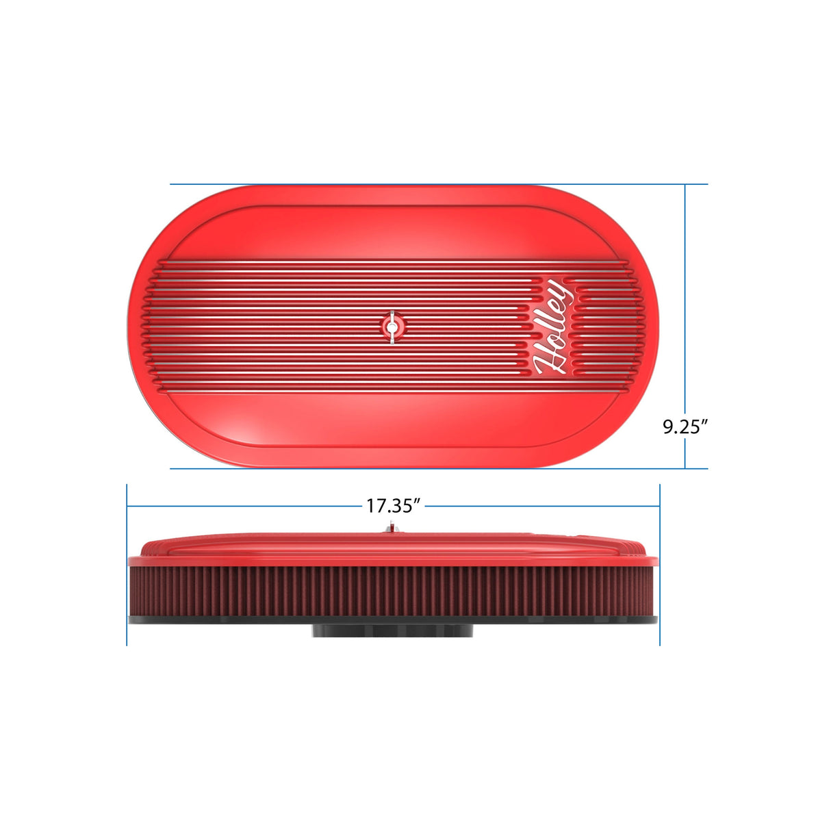 Holley 120-404 Vintage Series Oval Air Cleaner - Gloss Red Machined