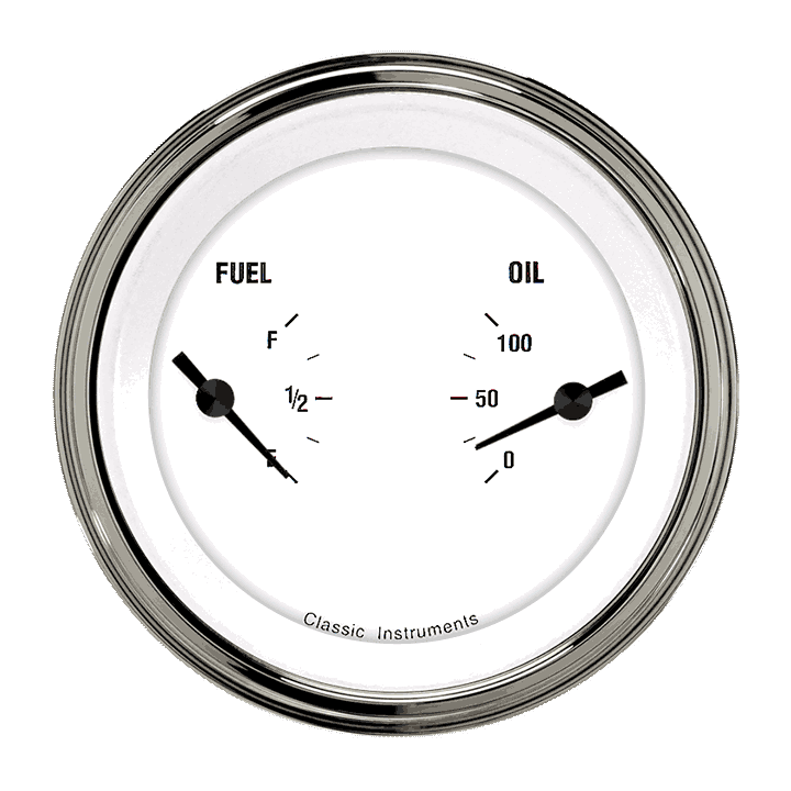 Classic Instruments WHITE HOT 3IN DUAL - FUEL & OIL - WH72SLC