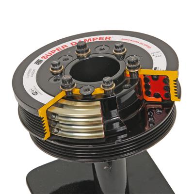 ATI Serpentine SFI 18.1 Super Damper - 7.425 in OD - Black Oxide - Internal Balance - Small Block Chevy