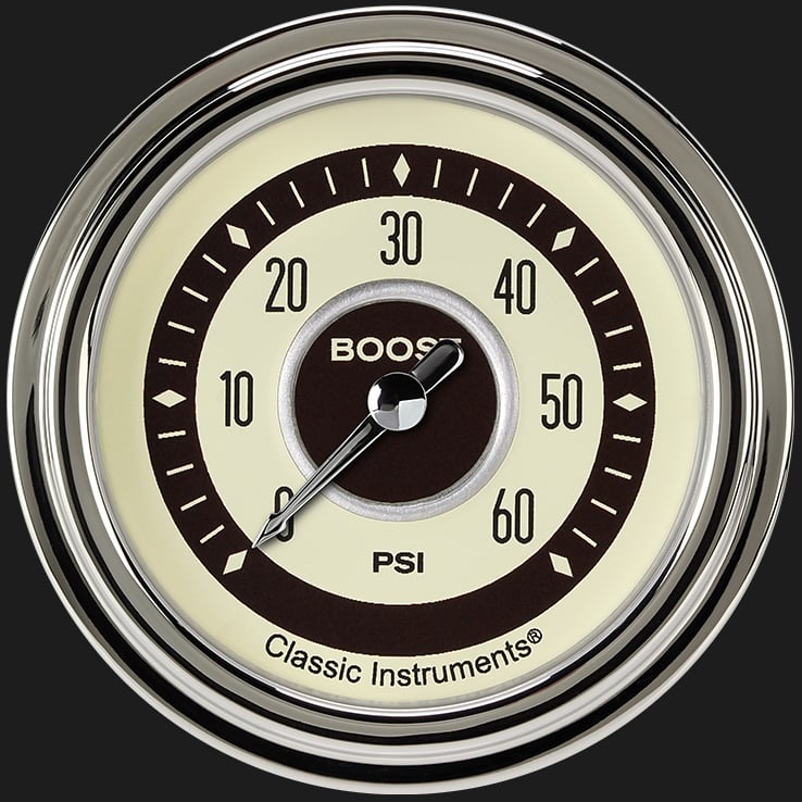 Classic Instruments Nostalgia VT 2 5/8" Boost Gauge, 60 psi - NT343SLC