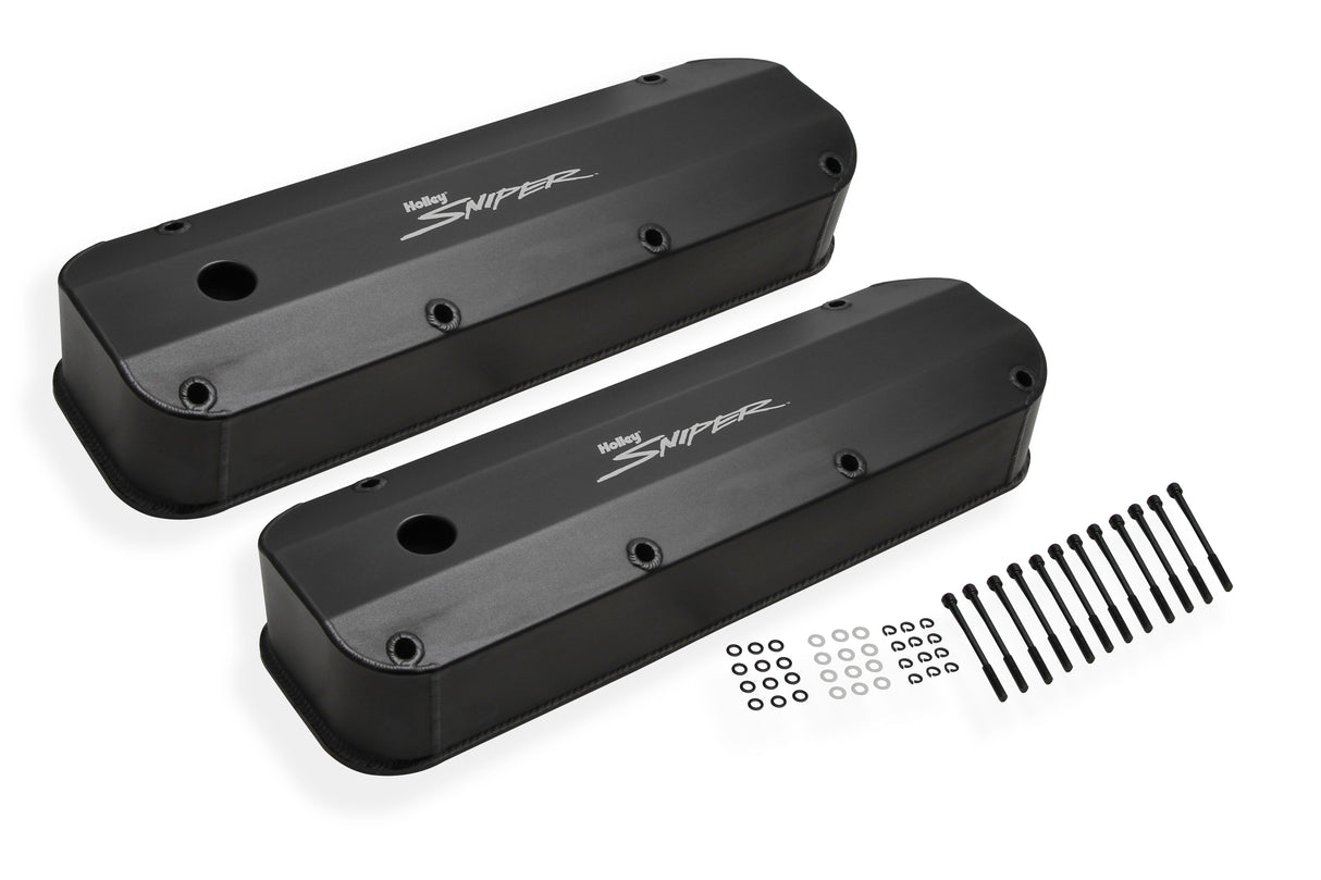 Holley 890007B Sniper Valve Cover - Fabricated Aluminum - Ford Big Block - Black Finish