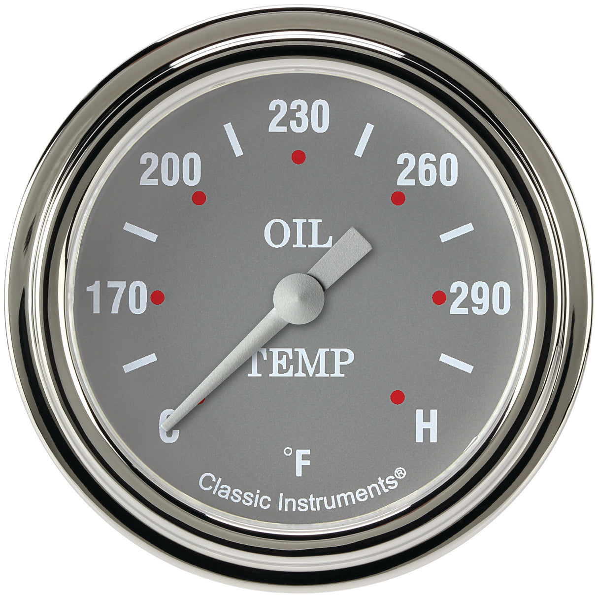 Classic Instruments Silver Gray 2-5/8" Oil Temperature Gauge - SG328SLF
