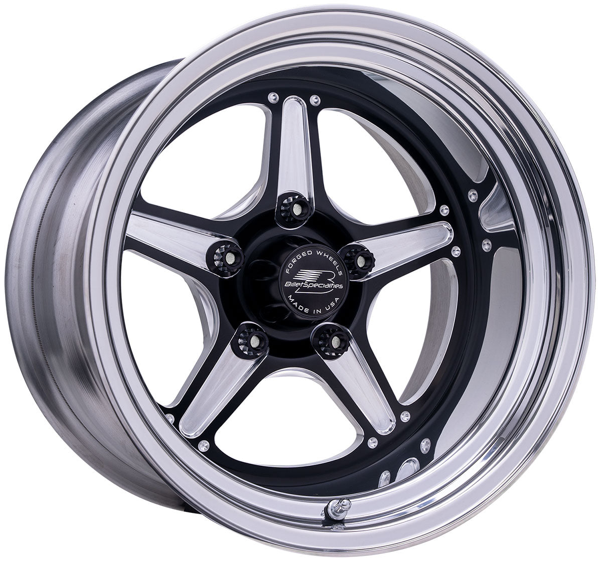 Billet Specialties Street Lite 15" x 6", Black Center/Polished Outer - BSBRS23560L6535 BSBRS23560L6535
