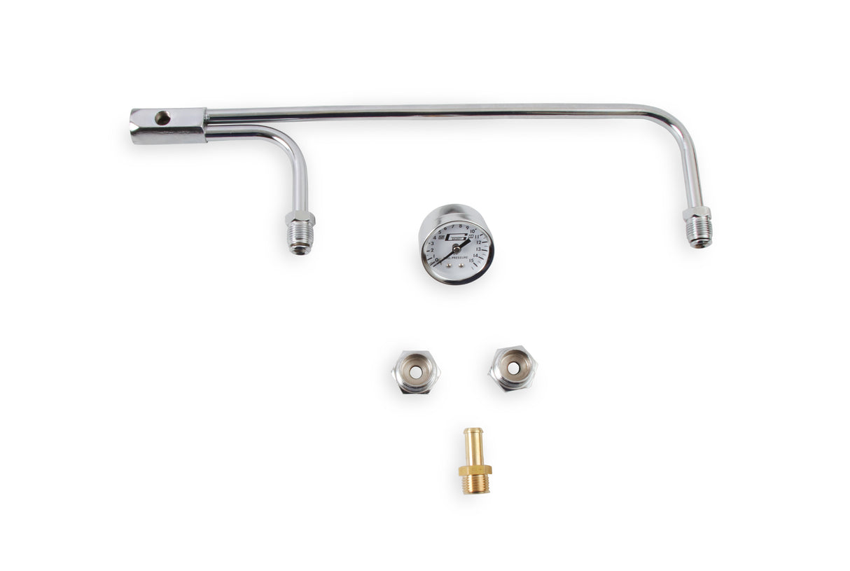 Mr Gasket Fuel Line Kit with Gauge & Fittings - Chrome - 1559