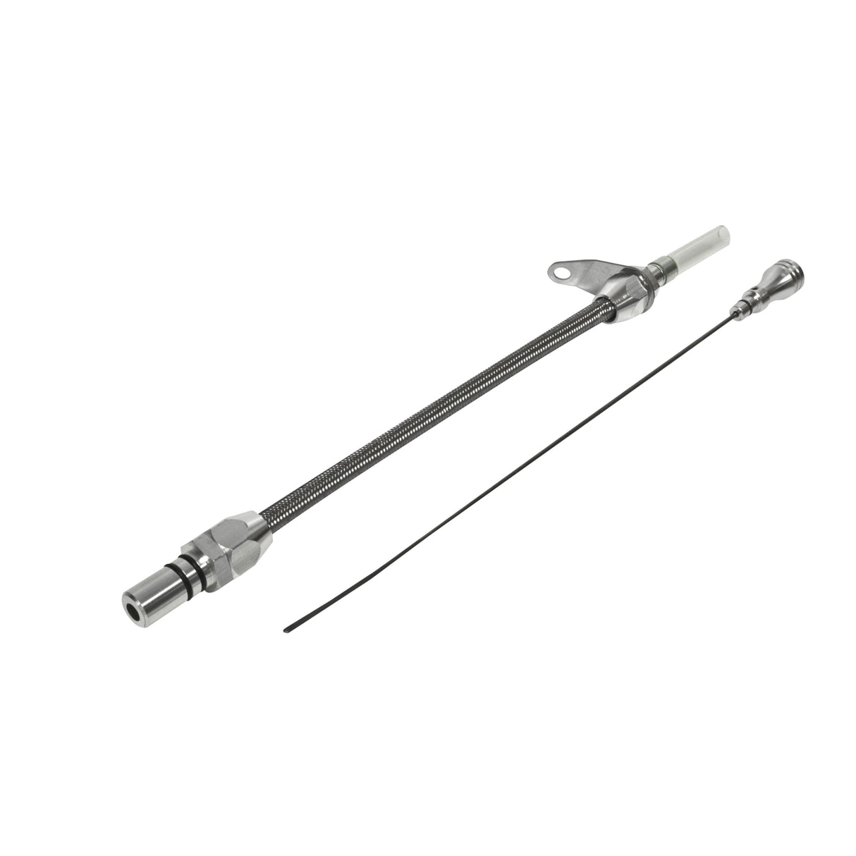 B&M Auto Transmission Dipstick & Tube - Billet Aluminum/Stainless Steel Braided - 22165