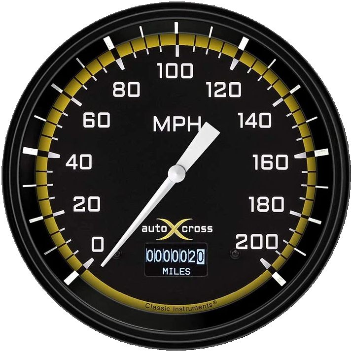 Classic Instruments AutoCross Yellow 4 5/8" Speedometer with Information Screen - AX56DYBLF