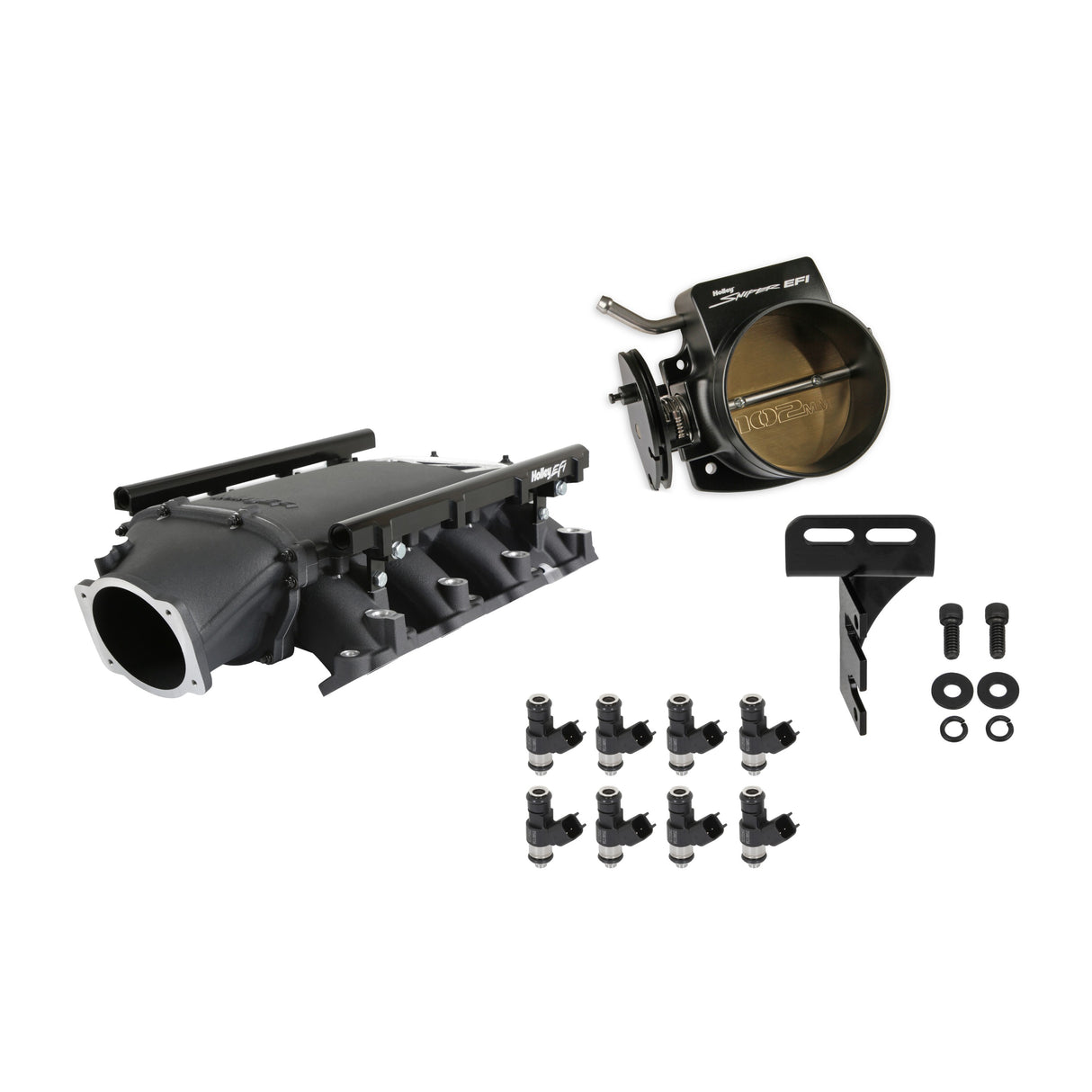 Holley EFI Gen V LT Ultra Lo-Ram Black Kit with 102mm TB and 120lb injectors - 300-719BK-120K