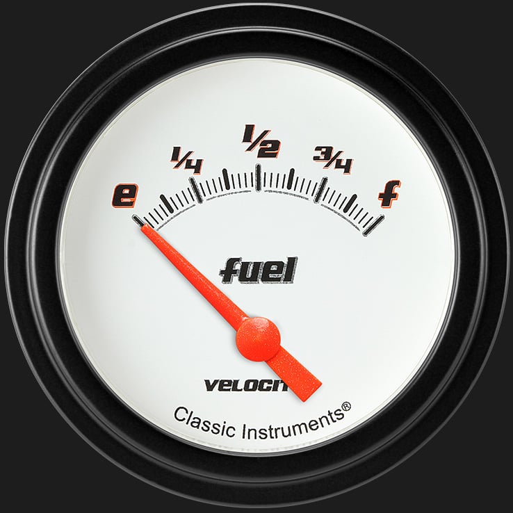 Classic Instruments Velocity White 2 5/8" Fuel Gauge - VS211WBLF
