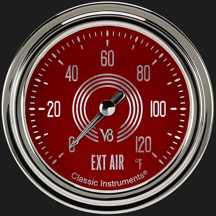 Classic Instruments V8 Red Steelie 2 5/8" Outside Air Temp Gauge - V8RS399SLC