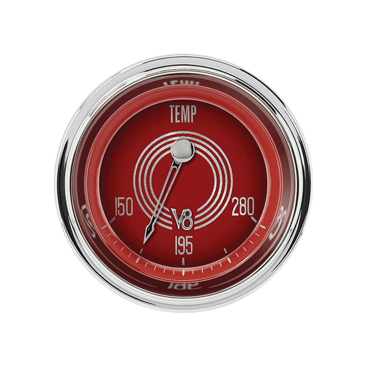 Classic Instruments V8 RED STEELIE 2IN WATER TEMP - V8RS26SLF