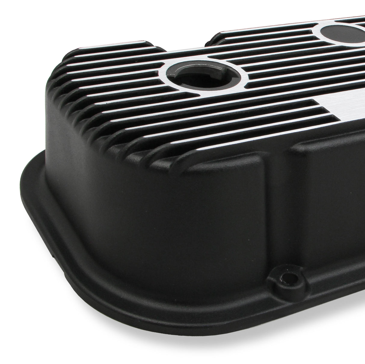 Holley 241-85 M/T Valve Covers - Vintage Style - Finned - BBC - Satin Black