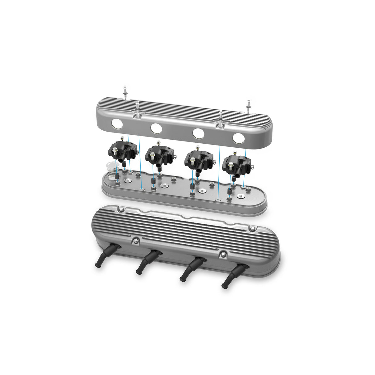 Holley 241-180 2-Piece Finned Valve Cover - Gen III/IV LS - Natural