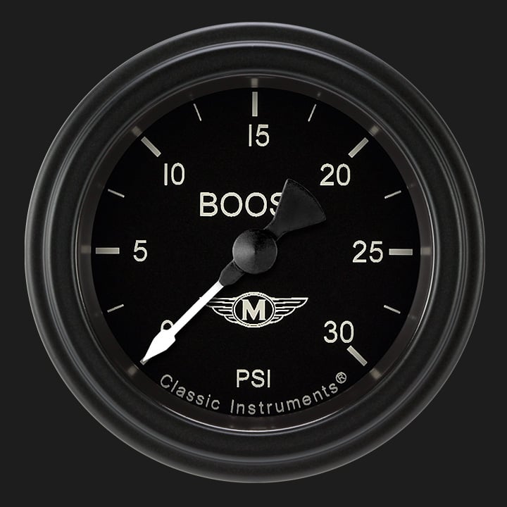 Classic Instruments Moal Bomber 2 1/8" Boost Gauge, 30 psi - MA142BLF