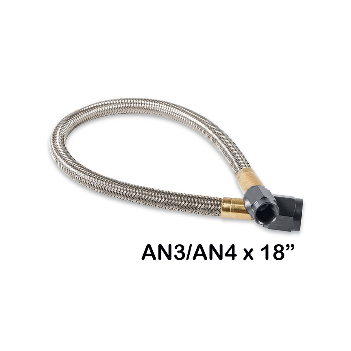 NOS Stainless Steel Braided Hose w/Black Fittings -4AN to -3AN, 18-Inch Length - 15345BNOS